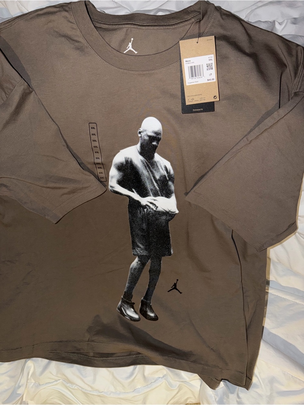 Nike Men’s Brown Graphic Short-Sleeve T-Shirt with Black/White Figure